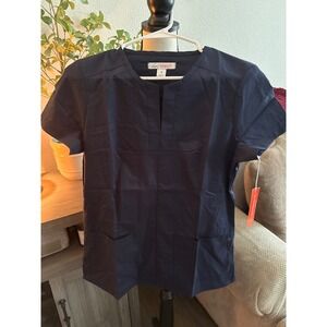 Koi Stretch Womens Navy Blue Scrub Top Style 242 Medical Uniform Size S NWT